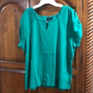 Kelly Green Rafaella Top with Keyhole Neck.